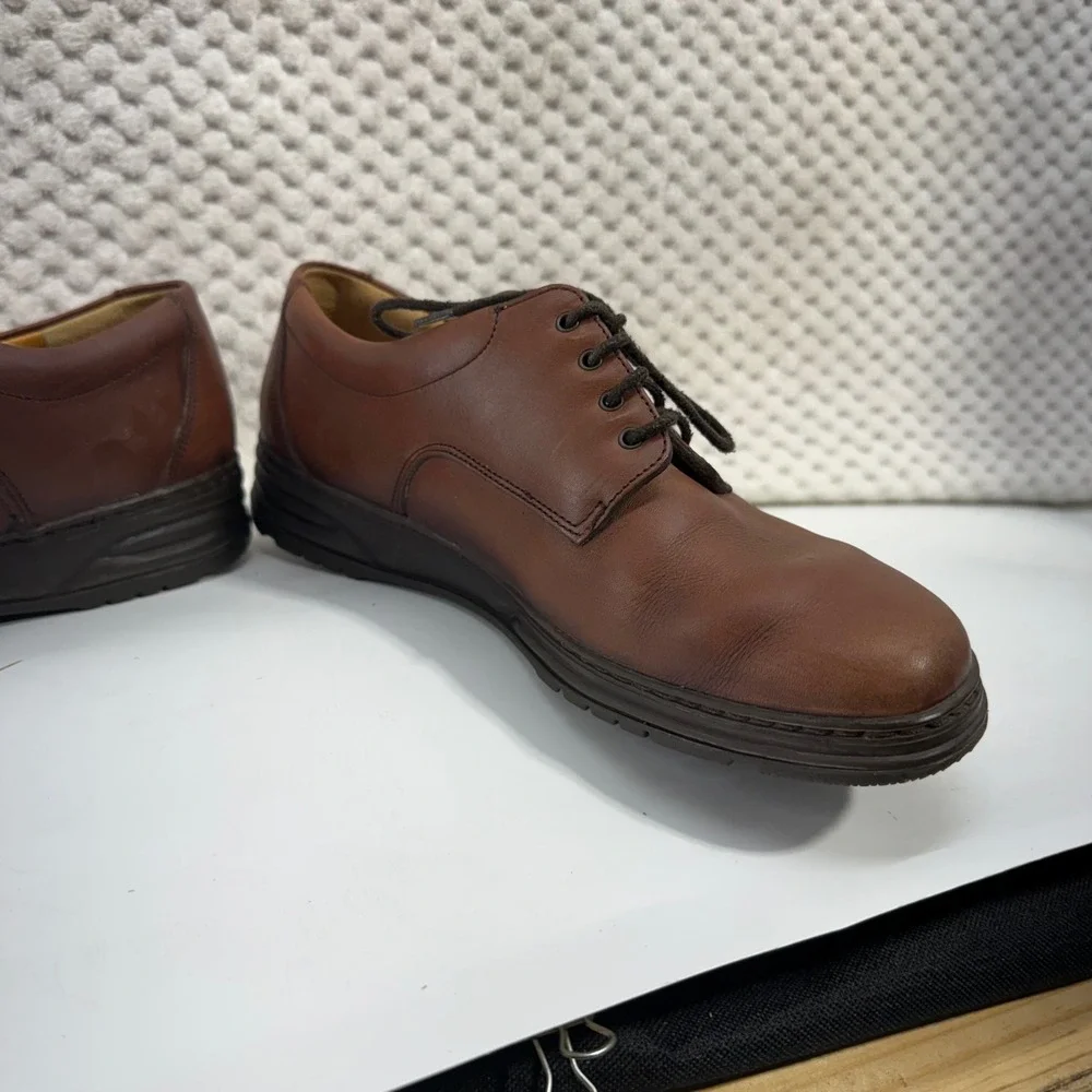 Mephisto Air Jet Leather Oxford Shoes Men 9 Brown Moc Lace Up Comfort Casual
